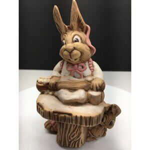 Vtg Atlantic Mold Mother Rabbit & Baby Rabbit Easter Fairy Garden Figurine Decor